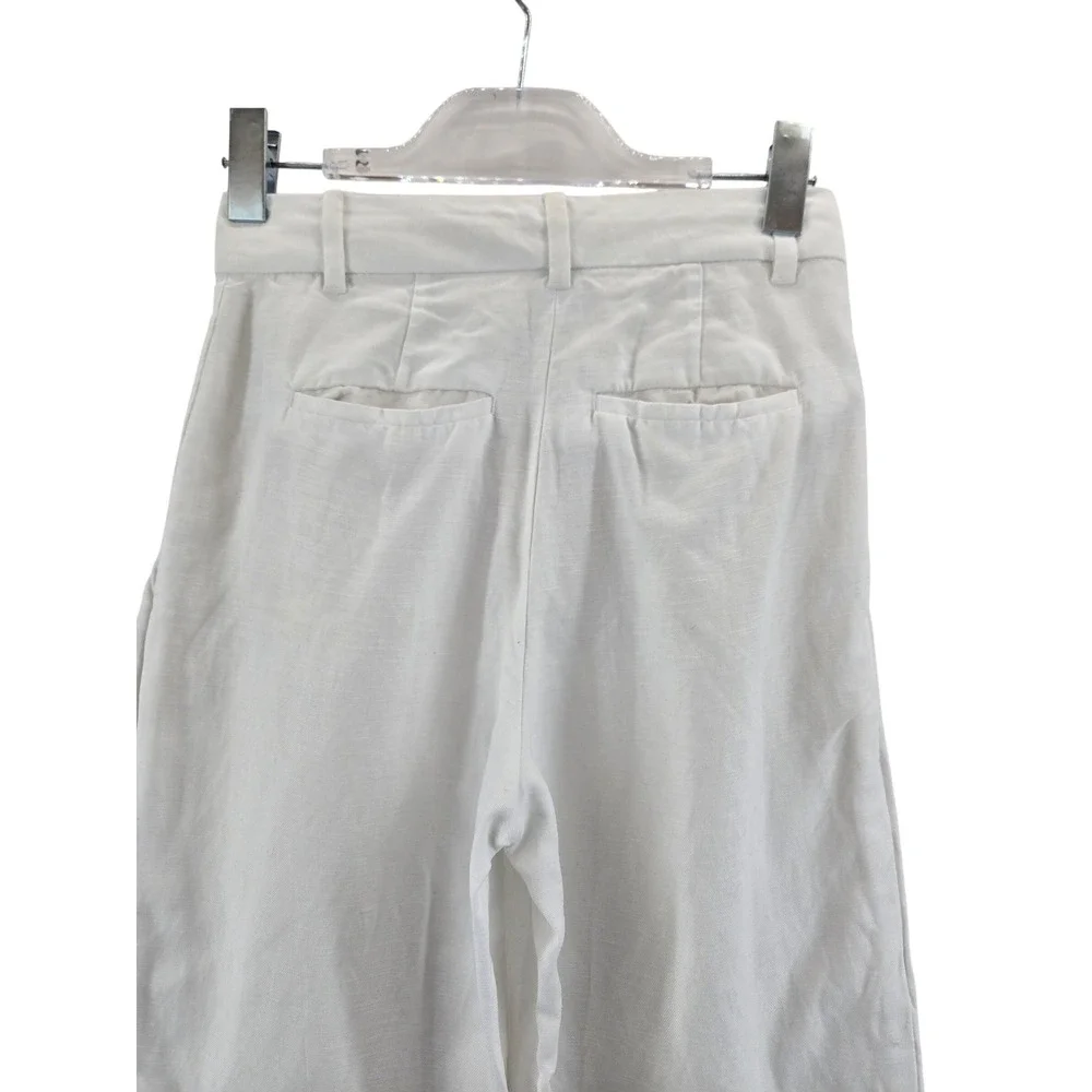 Wilfred Effortless Pant White‎ Linen Tencel Wide Leg Cropped Trousers Size 2